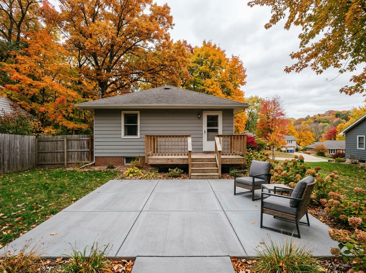 Backyard patio built alongside a concrete retaining wall
